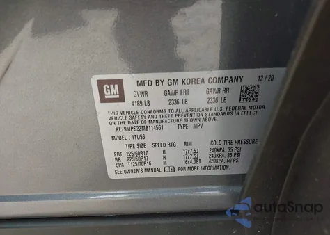 2021 Chevrolet Trailblazer Fwd Lt z USA, uszkodzony, nr VIN KL79MPS22MB114561